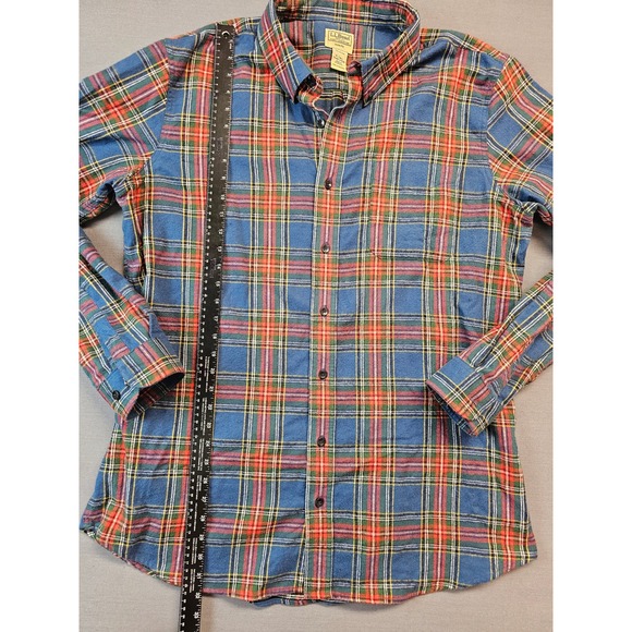 LL Bean Mens Flannel Shirt Plaid Button Down Slim Fit XL Tall Blue Red Green - Picture 3 of 5